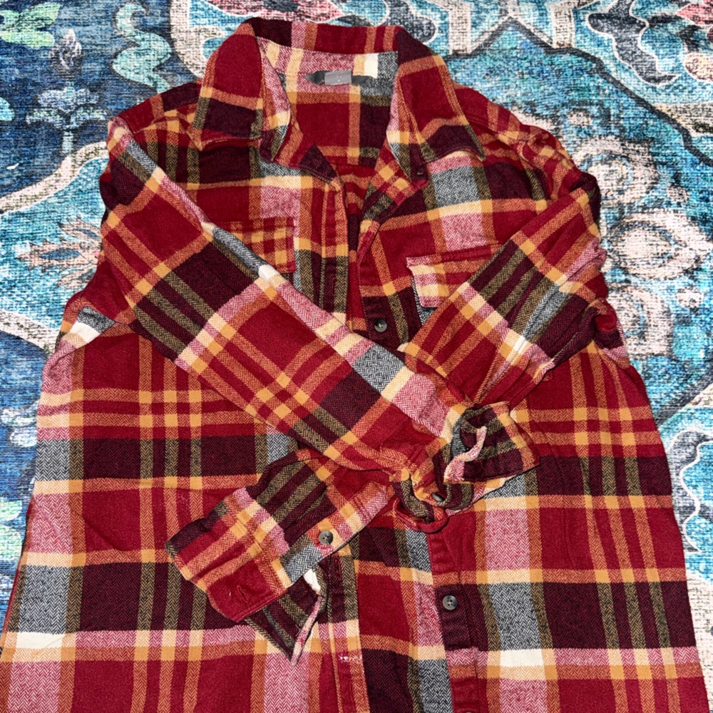 Natural Reflections Red and Yellow Plaid Shirt